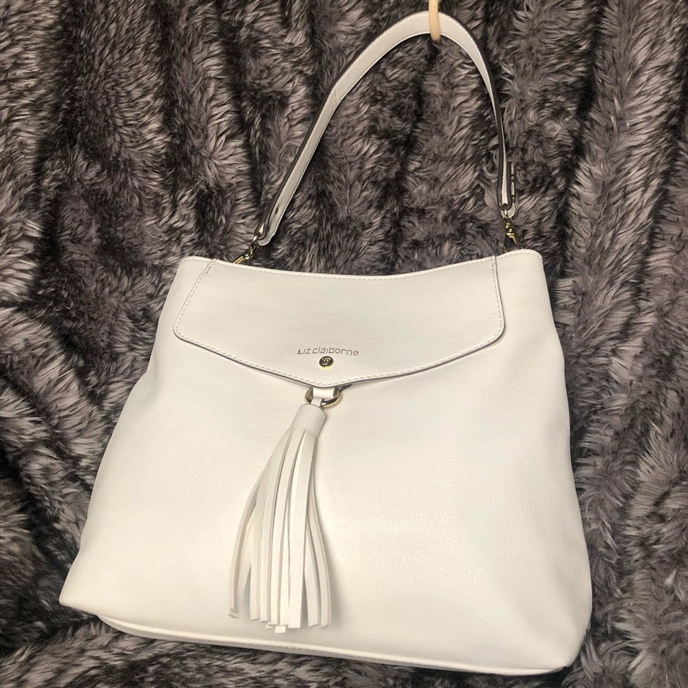 Liz Claiborne White Leather Tote Bag